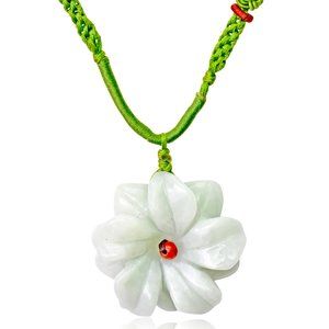 Peach Blossom Flower Handmade Jade Necklace Pendant